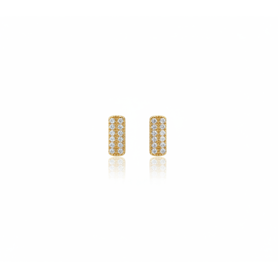 Brinco duas fileiras de zirconia retangular